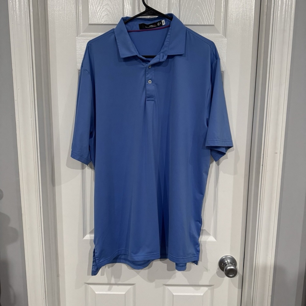 RLX Ralph Lauren Golf Polo Blue Short Sleeve Wicking Golf Shirt‎ Mens Size XL
